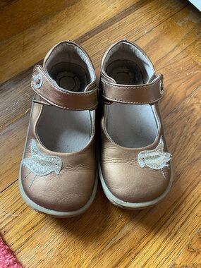 Livie & Luca Bronze Metallic Mary Janes with Glitter Bird
